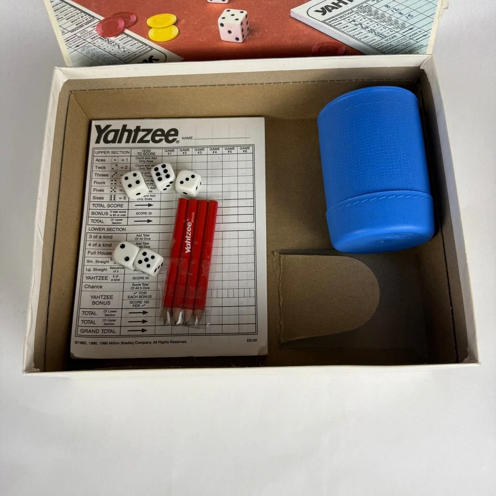 Vintage 1980 Yahtzee Milton Bradley E950 Dice Game Original Box Made USA